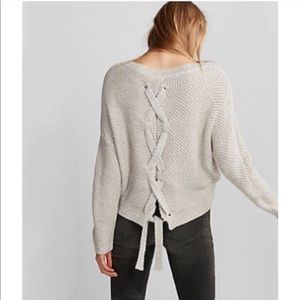 Express Lace Up Back Split Sweater